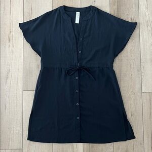 Black Button-Down Swimsuit Coverup